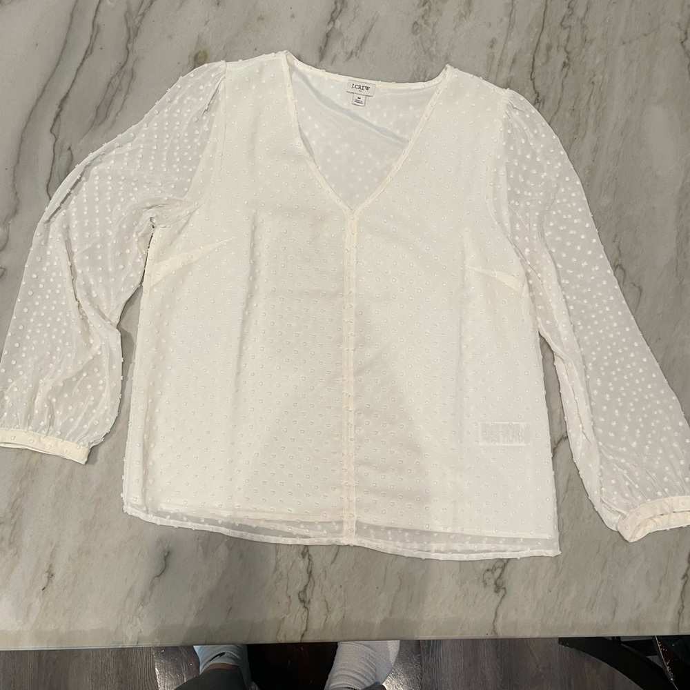J.CREW Swiss Dot V-neck Blouse